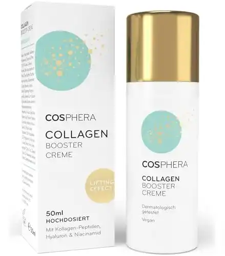 Cosphera Collagen Booster Creme 50 ml Vegan mit Hyaluronsäure und Peptiden