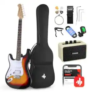 Linkshänder E-Gitarre Set von Donner mit Zubehör für Anfänger