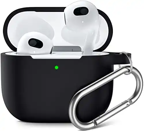 Upeak AirPods 3 Case Hülle 2021, Silikon Schutzhülle mit Karabiner