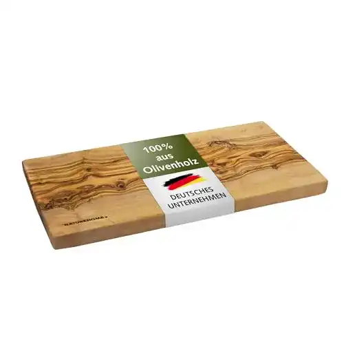 Schneidebrett aus Olivenholz von NatureHome, massives Holz, ca. 35 x 18 x 2 cm