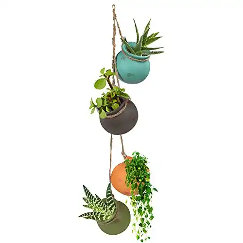 Blumenampel Belle Vous Keramik mit 4 Töpfen zum Aufhängen