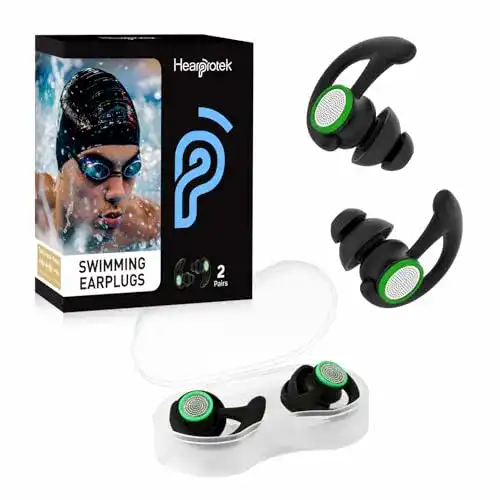Ohrstöpsel für Schwimmen Hearprotek – 2 Paar Ohrenschutz in Schwarz