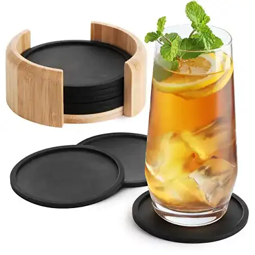Untersetzer Sidorenko 8er Set aus Glas und Silikon in Schwarz
