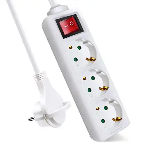 Steckdosenleiste mit Flachstecker, 3-fach, mit Save Energy-Schalter