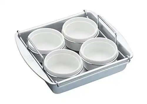 Crème brûlée Set Chicago Metallic mit Ramekin Rack und 4 Keramik Ramekins
