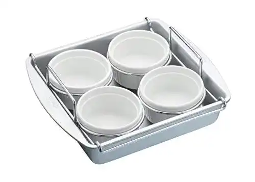 Crème brûlée Set Chicago Metallic mit Ramekin Rack und 4 Keramik Ramekins