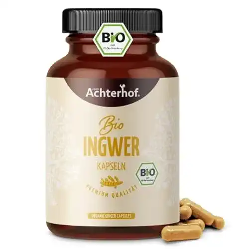 Ingwer Kapseln Bio 160 Stück mit 500 mg Ingwerpulver pro Kapsel