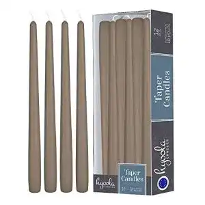 Stabkerzen Hyoola, 30 cm Braungrau, Tropffrei, 12er Pack