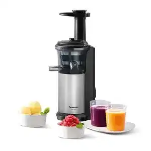 Panasonic MJ-L500S Slow Juicer mit zwei Einsätzen für Säfte und Frozen Joghurt
