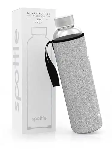 Spottle Glasflasche – Trinkflasche aus Glas mit Edelstahlverschluss