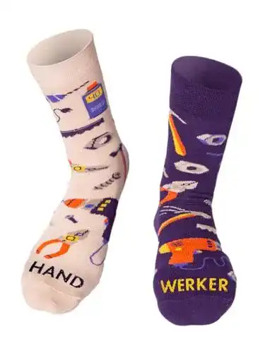 Bunte Herren Socken Happy Words – Lustige Socken für Männer, Größe 41-46