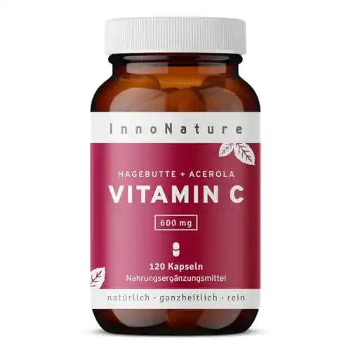 Hochdosiertes Vitamin C 600mg aus Hagebutte und Acerola