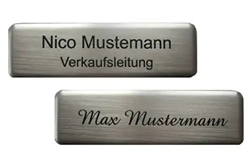 Namensschild aus Aluminium und Kunststoff mit Gravur