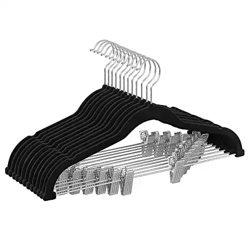 Hosenbügel Songmics Samt 12er Set mit verstellbaren Clips und rutschfest