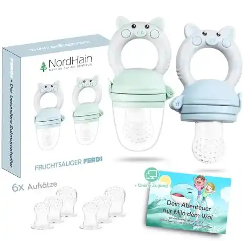 Fruchtsauger Set von Nordhain für Babys in Blau