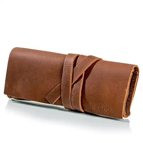 Brillenetui Pablo (Dark Wood) aus handgefertigtem Leder