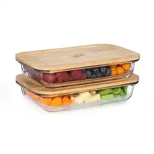 Bambuswald Aufschnittbox Set mit 2 flachen Boxen