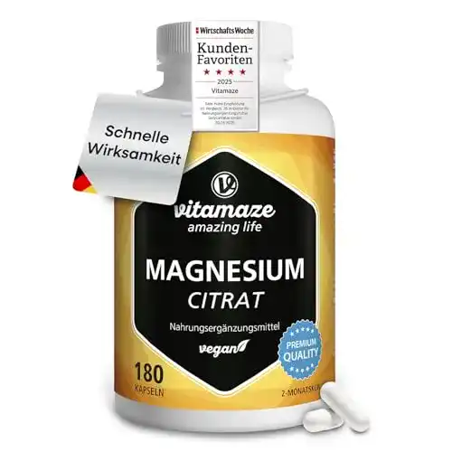 Magnesiumcitrat Vitamaze – Magnesium-Citrat Kapseln für vegane Ernährung