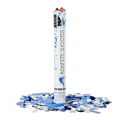 Konfettikanone Relaxdays Party Popper 40 cm in Blau Silber mit 6-8 m Effekthöhe