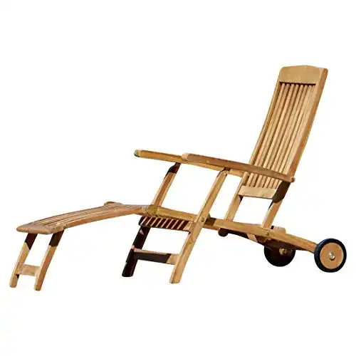 Deckchair Aleos Steamer mit Rädern aus Teakholz