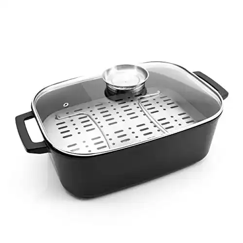 Rechteckiger Induktions-Bräter von Karcher Java mit Deckel und Rosteinsatz