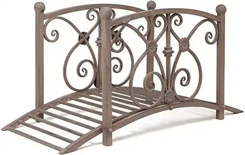 Teichbrücke Dekoleidenschaft aus Metall für Garten und Bachlauf