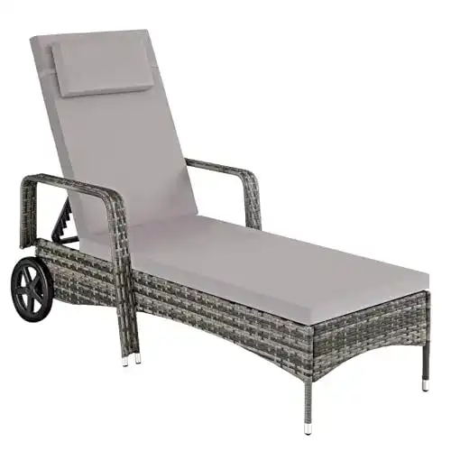 Gartenliege mit Rollen aus Poly Rattan von Tectake