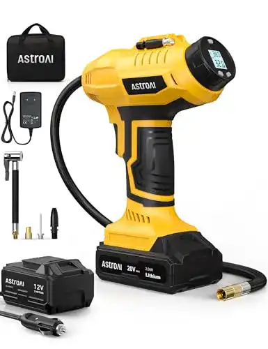Akku-Luftpumpe AstroAI 2-in-1 Metallzylinder 20V Kompressor