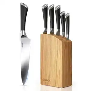 Denkich Messerblock mit 6-teiligem Küchenmesser Set aus Edelstahl