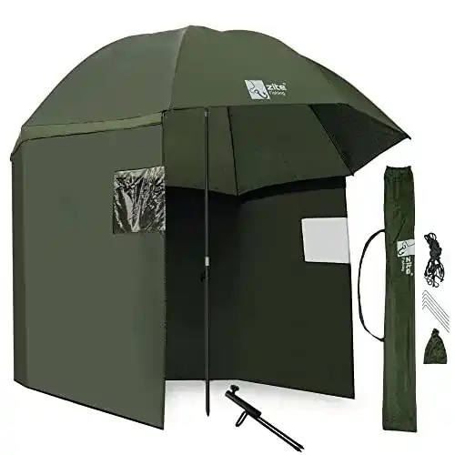 Angelzelt Zite Fishing Schirmzelt 2,50m mit Windschutz und Fenster