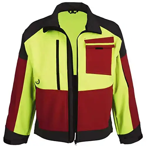 Forstjacke Watex Softshell Jacke in leuchtgelb/rot/grau Größe L