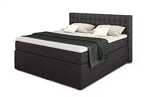 Boxspringbett 200 x 200 cm mit Bettkasten und Visco-Topper