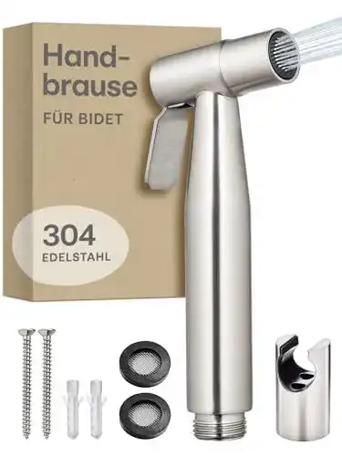 Bidet-Handbrause Praknu aus Edelstahl mit Halterung und Dichtungen