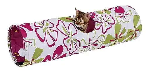 Katzentunnel Kerbl 82638 Flower mit Raschelfolie und Spielball