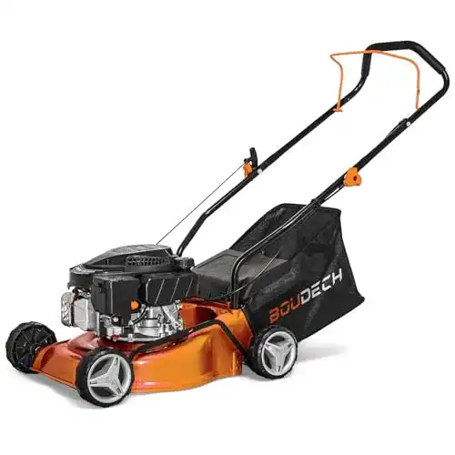Benzin Rasenmäher mit 40 cm Schnittbreite und verstellbarer Höhe
