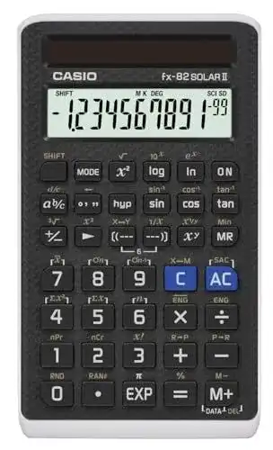Casio FX-82SOLARII Schulrechner in Schwarz mit 12 Stellen