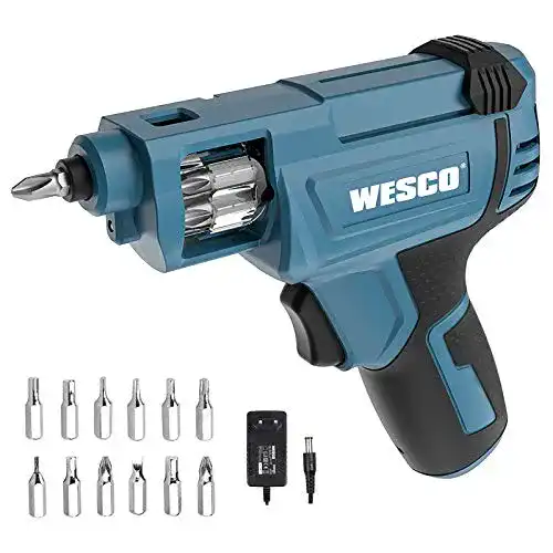 WESCO 3.6V Akkuschrauber Set mit 12 Bits und Ladegerät