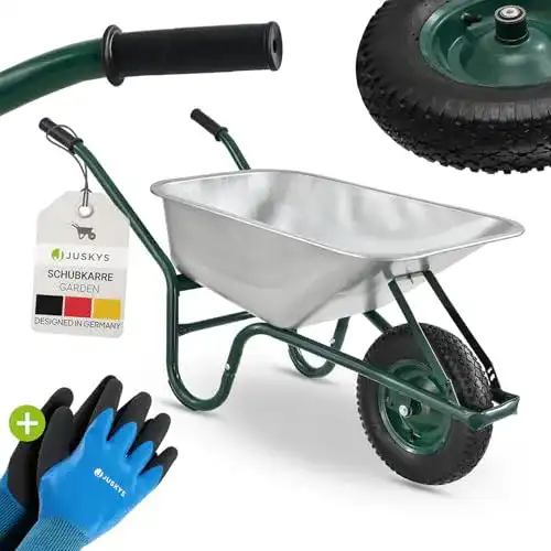 Profi Schubkarre Juskys Garden mit 100 Litern Volumen und 210 kg Traglast
