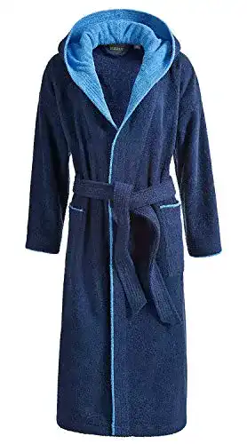 Bademantel Unisex Egeria Cairo Dunkelblau Größe L mit Schalkragen