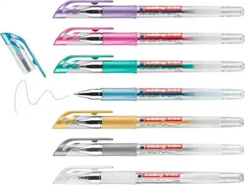 Edding 2185 Gelstifte Set in Weiß, Gold, Silber, Blau und Grün
