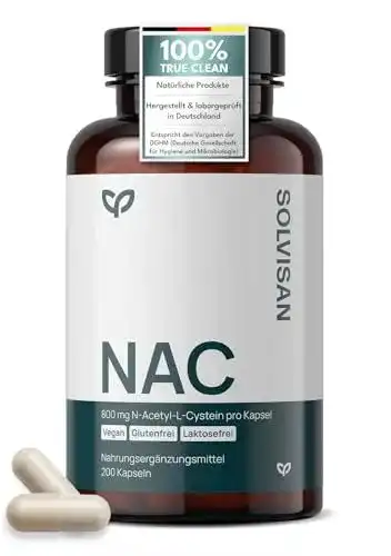 N-Acetylcystein Solvisan 800 mg Kapseln – 200 Stück – Vegan und Laborgeprüft