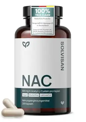 N-Acetylcystein Solvisan 800 mg Kapseln – 200 Stück – Vegan und Laborgeprüft