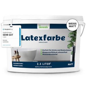 Latexfarbe matt Derendo abwaschbar 2,5L für Innenbereich