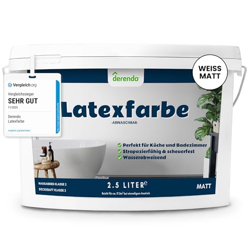 Latexfarbe matt Derendo abwaschbar 2,5L für Innenbereich