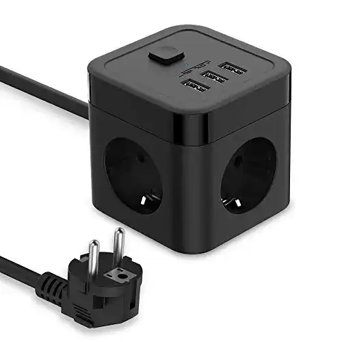 Steckdosenleiste JSVER mit USB-Anschlüssen und Schalter