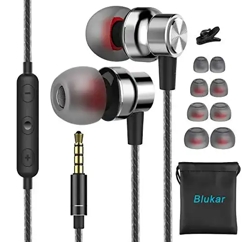 Blukar In-Ear Kopfhörer mit Mikrofon und Kabel für 3,5 mm Geräte