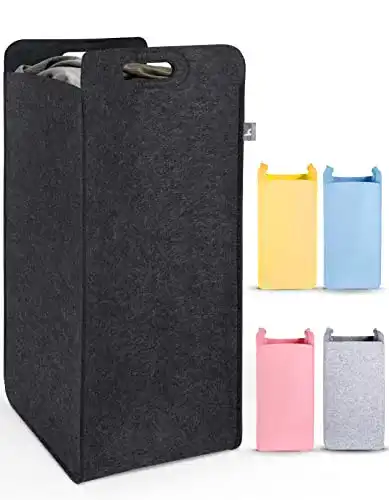 Wäschekorb HENNEZ aus Filz, schmal und zusammenklappbar, 80 Liter
