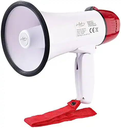 Infactory Megaphon 10 Watt mit Sirene und Tragegurt