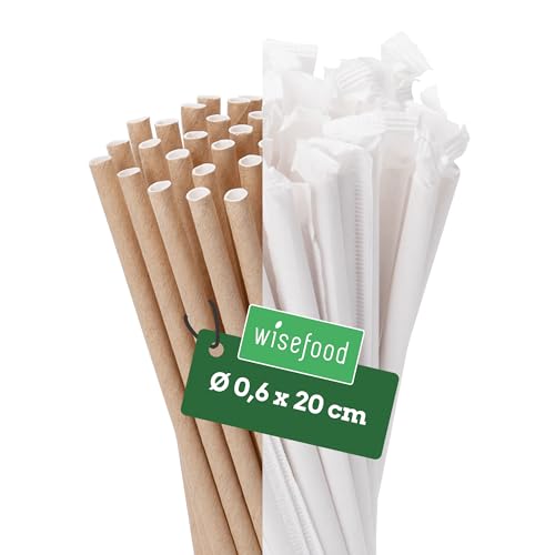 Papierstrohhalme Wisefood Einweg, 500 Stück, Ø 6mm x 20cm, braun