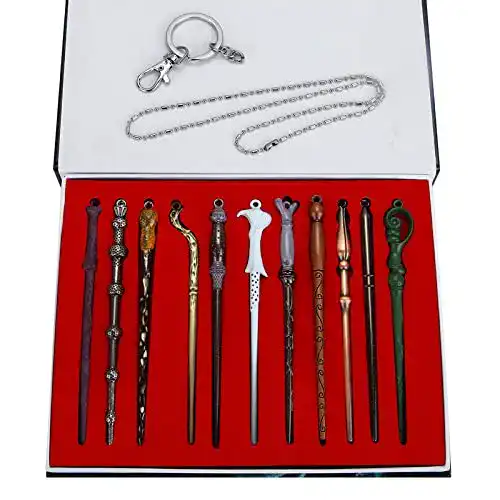 Harry Potter Zauberstab Set mit Schlüsselanhänger und Halskette